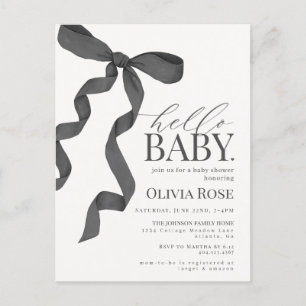 Black Coquette Bow fille Baby shower Invitation