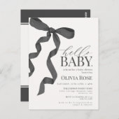 Black Coquette Bow fille Baby shower Invitation (Devant / Derrière)