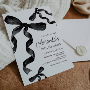 Black Coquette Bow Invitation Anniversaire