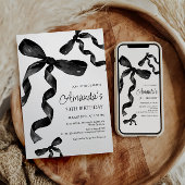 Black Coquette Bow Invitation Anniversaire