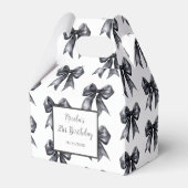 Black Coquette Bow Verjaardagsfeestje Bedankdoosjes (Voorkant Zijde)
