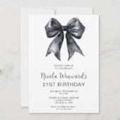 Black Coquette Bow Verjaardagsfeestje Kaart (Voorkant)