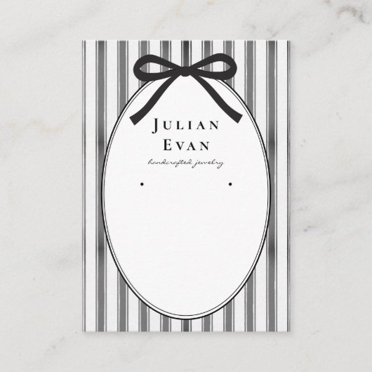 Black Coquette Preppy Stripe Jewelry Display Visitekaartje (Voorkant)