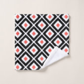Black, Coral, White Ikat Diamond Pattern Bad Handdoek (Wasdoekje)