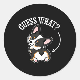 Black Corgi Ronde Sticker