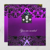 BLACK CORSAIR SKULL & FLEUR DE LIS MONOGRAM paars Kaart (Voorkant / Achterkant)