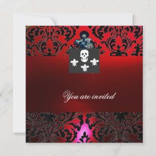 BLACK CORSAIR SKULL & FLEUR DE LIS MONOGRAM red Kaart