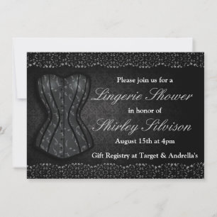 Black Corset Lingerie Bridal Shower-uitnodiging Kaart