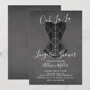 Black Corset Lingerie Bridal Shower-uitnodiging Kaart