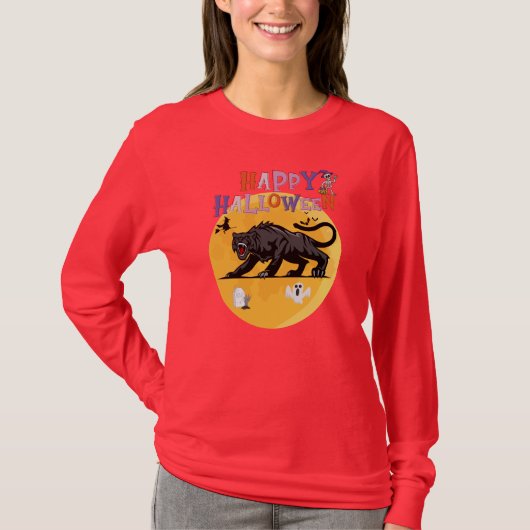 black cougar on halloween night t-shirt (Voorkant)