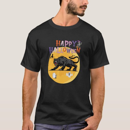 black cougar on halloween night t-shirt (Voorkant)