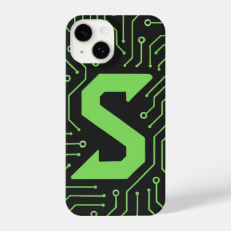 “Black Cover with Neon Green Lines Trendy iPhone 14 Hoesje