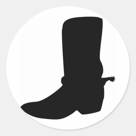 Black Cowboy Boot met Spurs Ronde Sticker (Voorkant)