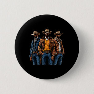 Black Cowboy Melanin Afro-Amerikaanse Western Rode Ronde Button 5,7 Cm