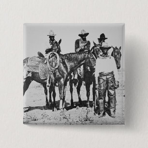 Black Cowboys at Bonham, Texas, c.1890 (b/w foto) Vierkante Button 5,1 Cm
