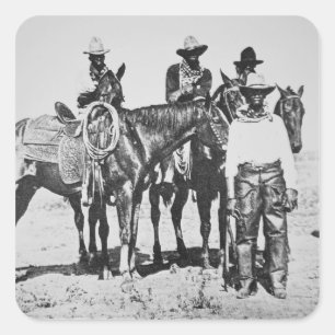 Black Cowboys at Bonham, Texas, c.1890 (b/w foto) Vierkante Sticker