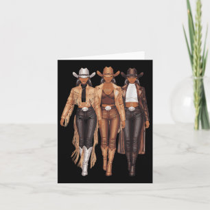 Black Cowgirl Western T-shirt Rodeo Country Vrouwe Kaart