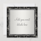Black Cravate Party Black Damask Party Invitation (Dos)