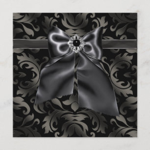 Black Cravate Party Black Damask Party Invitation