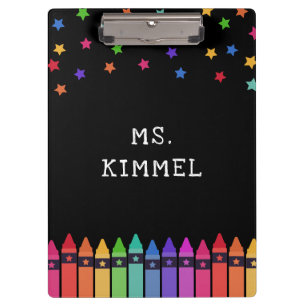 Black Crayons & Stars Curriculum Leraar Klembord