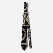 Black & Cream Abstrait Motif Gents Cravate (Devant)