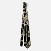 Black & Cream Abstrait Motif Gents Cravate (Dos)