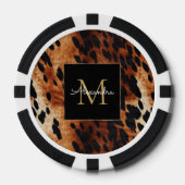 Black Cream Brown Cowhide Gold Monogram Poker Chips (Voorkant)