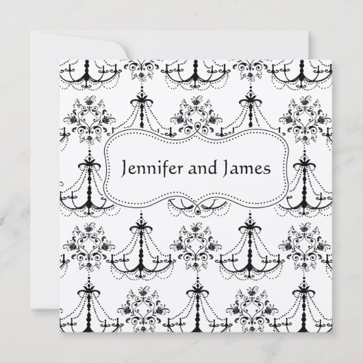 Black Cream Chandelier Save the Date Notice (Voorkant)
