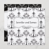 Black Cream Chandelier Save the Date Notice (Voorkant / Achterkant)