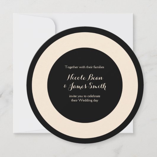 Black & Cream Chic Round Wedding Invitations (Devant)