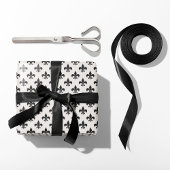 Black & Cream Fleur-de-Lis Cadeaupapier