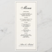 Black cream ivory elegant classic wedding menu (Voorkant)