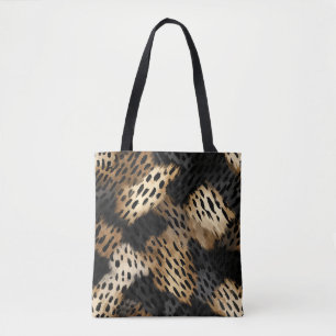 Black Cream Leopard Animal abstract Draagtas