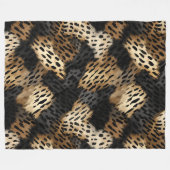 Black Cream Leopard Animal abstract Fleece Deken (Voorkant (Horizontaal))