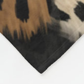 Black Cream Leopard Animal abstract Fleece Deken (Hoek)