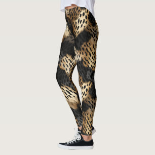 Black Cream Leopard Animal abstract Leggings