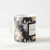 Black Cream Leopard Animal Floral Koffiemok (Voorkant links)