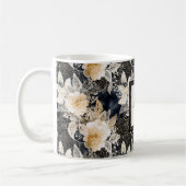Black Cream Leopard Animal Floral Koffiemok (Links)