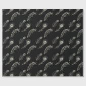 Black Cream Peacock Feathers Verjaardag Cadeaupapier (Vlak)