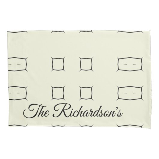 Black Cream Personalized Geometric Minimal Bedding Kussensloop (Voorkant)