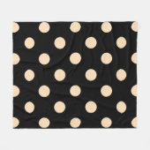 Black Cream Polka Dots Fleece Blanket (Voorkant (Horizontaal))