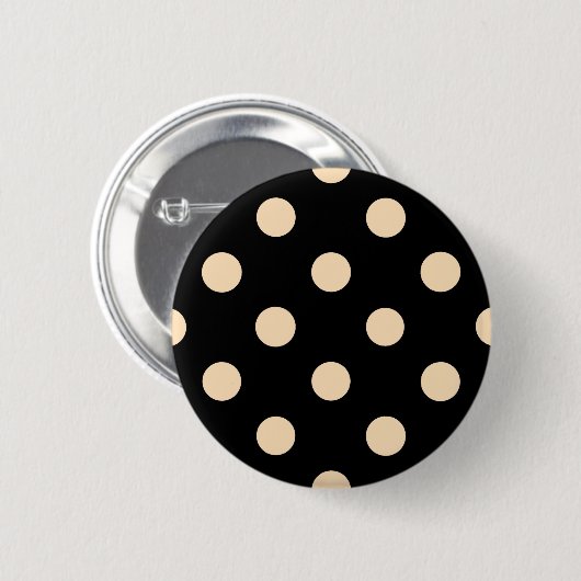 Black Cream Polka Dots Ronde Button 5,7 Cm (Voorkant /achterkant)