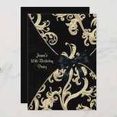 Black Cream Swirl 30e Anniversaire Fête Invitation (Devant / Derrière)