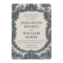 Black & Cream Toile Wedding Invitation – Old World