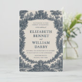 Black & Cream Toile Wedding Invitation – Old World (Debout devant)