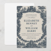 Black & Cream Toile Wedding Invitation – Old World (Devant / Derrière)