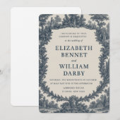 Black & Cream Toile Wedding Invitation – Old World Kaart (Voorkant / Achterkant)