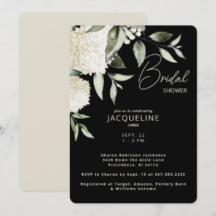 Black & Cream White Hydrangeas Vrijgezellenfeest I Kaart