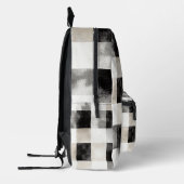Black Cream White Plaid Stripes Bedrukte Rugzak (Links)
