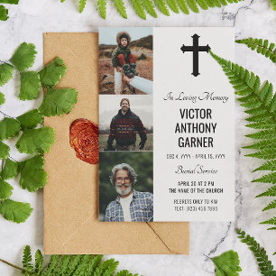 Black Cross 3 Foto's White Burial Service Kaart